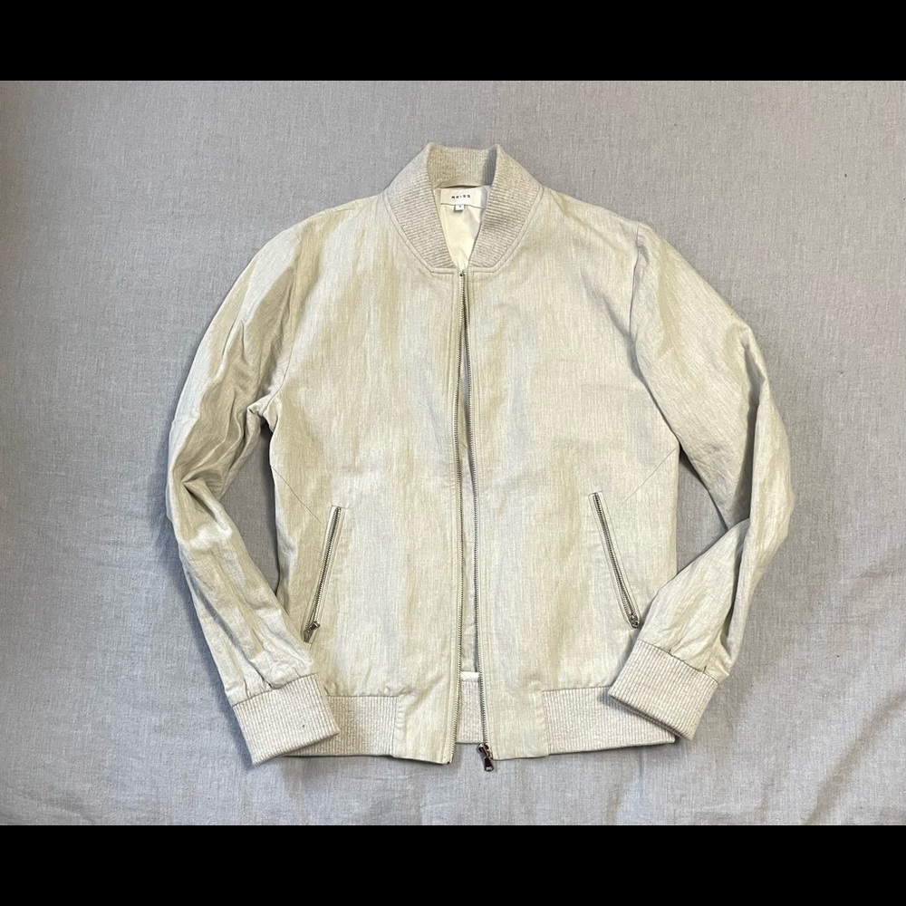 Reiss Cotton and Linen Bomber Jacket